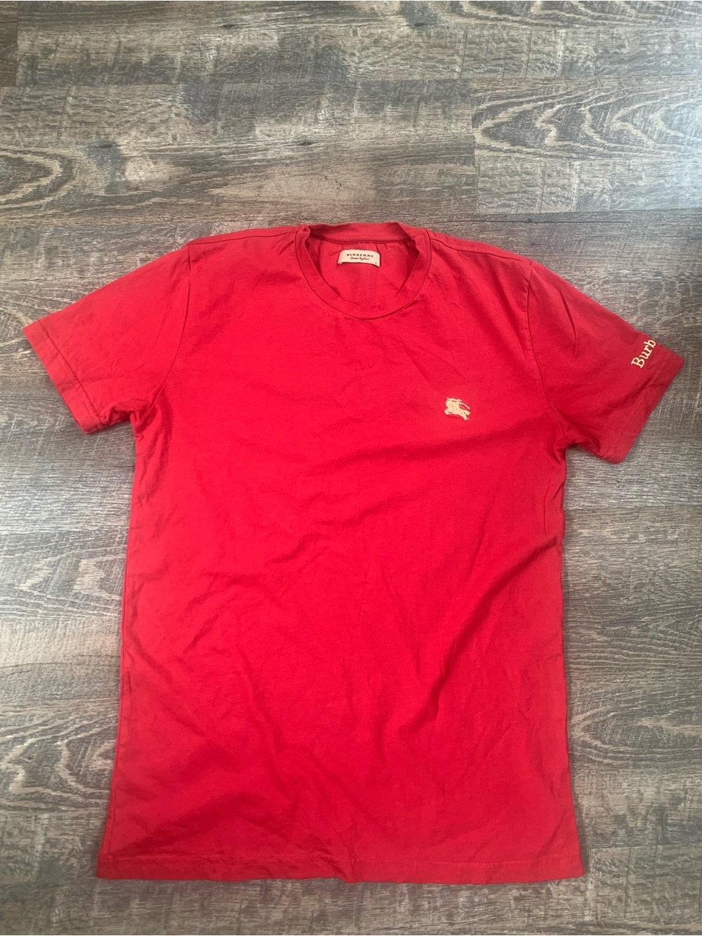 Burberry Red Short Sleeve Crewneck Logo T-Shirt